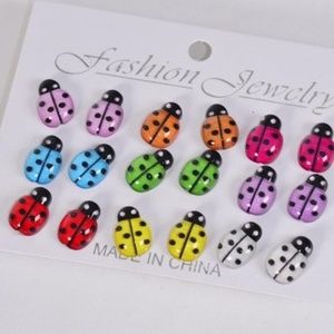 9 Pairs of Cute Lady Bug Earrings Ladybug Jewelry